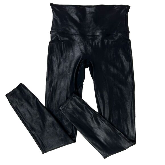 Spanx Shape Liquid Faux Leather Leggings Black Compression Shaping Women's L EUC - Picture 3 of 12